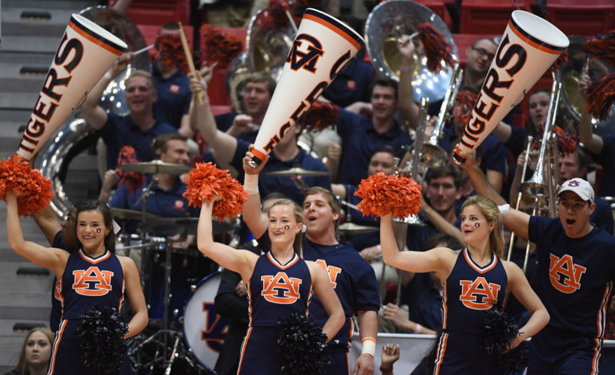 Auburn's cheerleaders get excited for a game.