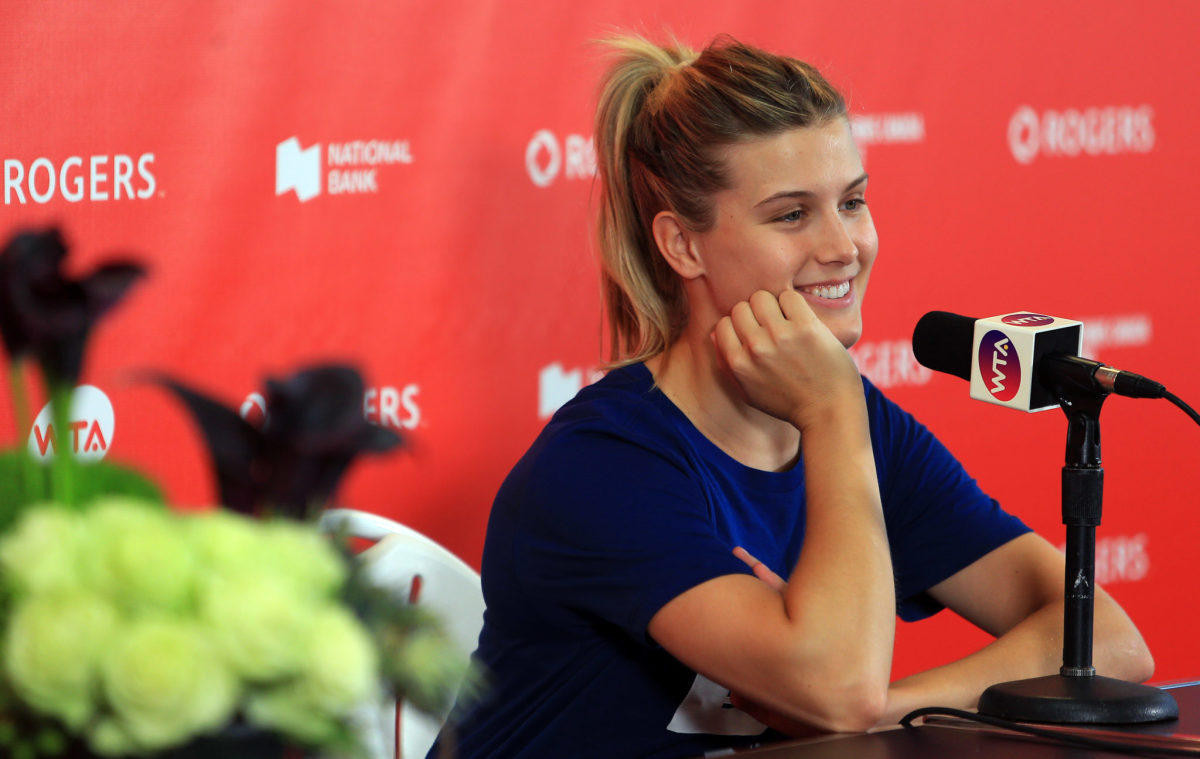 Genie Bouchard smiling after a tournament.