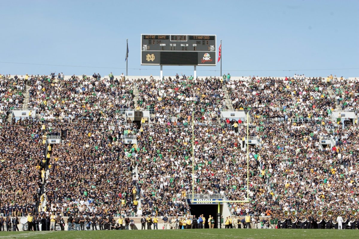 A view of Notre Dame football fans during a home game.