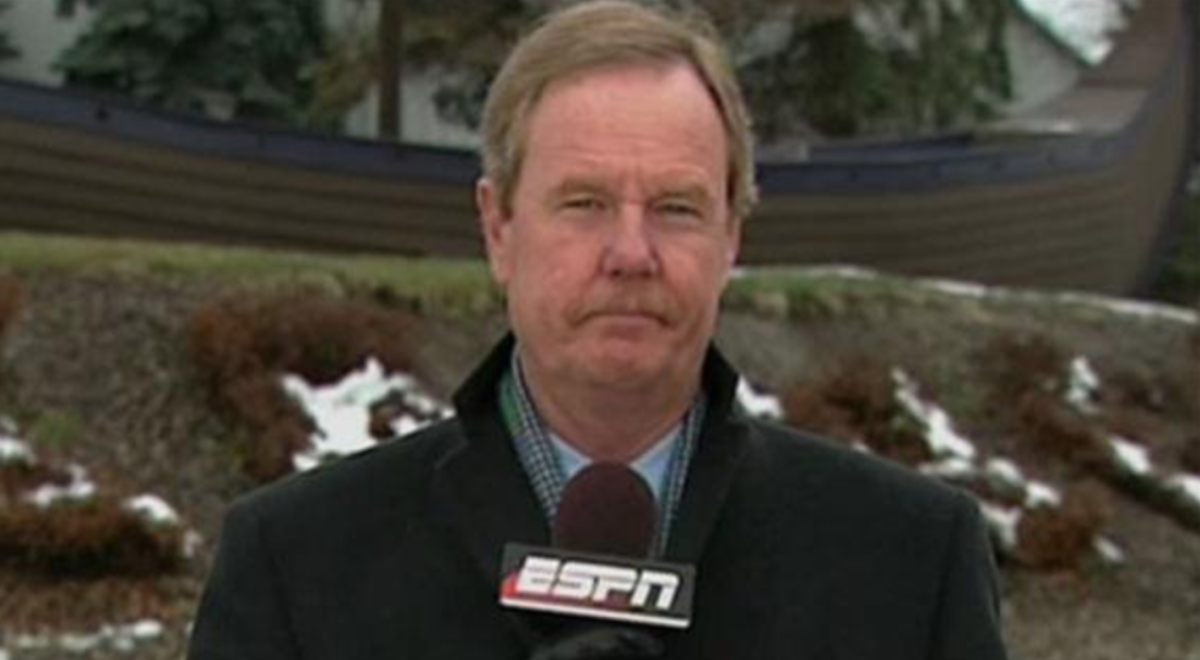 A photo of Ed Werder on camera.