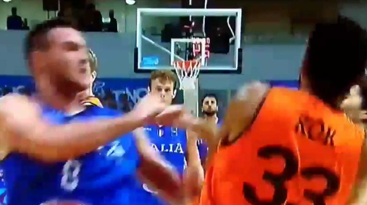 Danilo Gallinari throws a punch during a game.