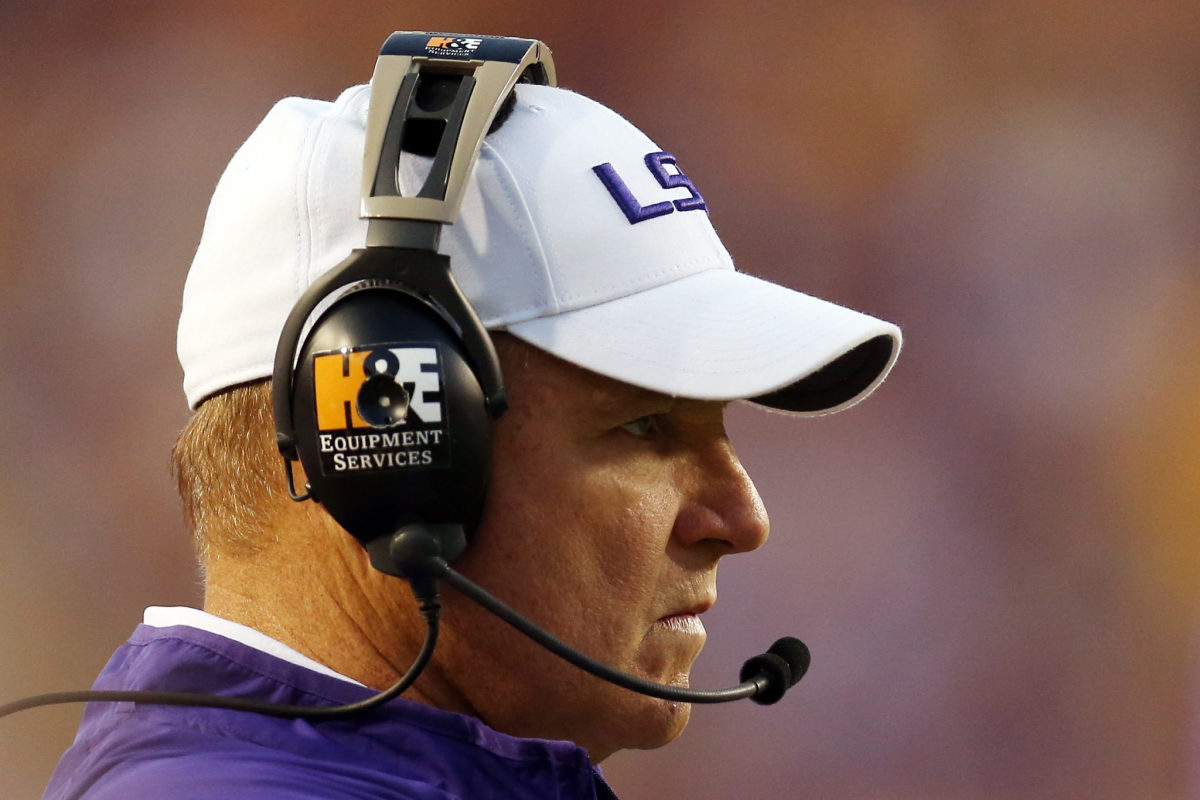 Les Miles looking on during a game.