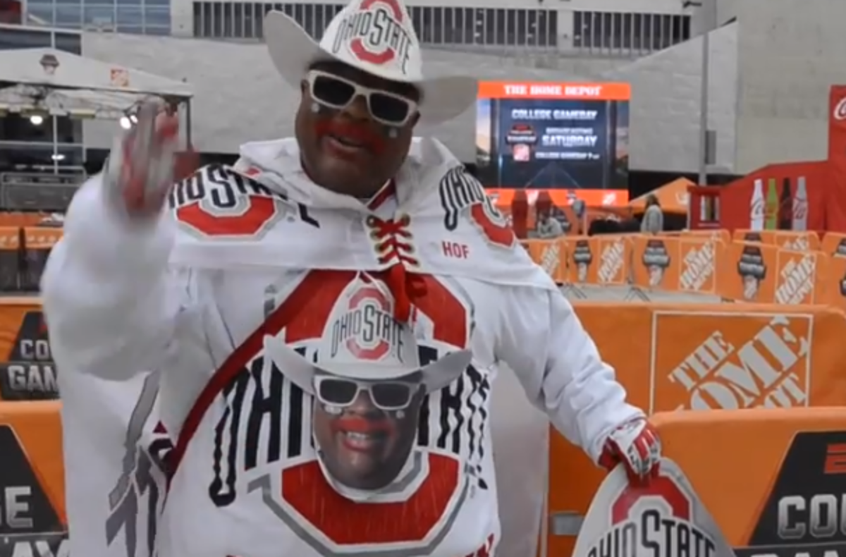 Ohio State superfan Buck-I-Guy at College GameDay.