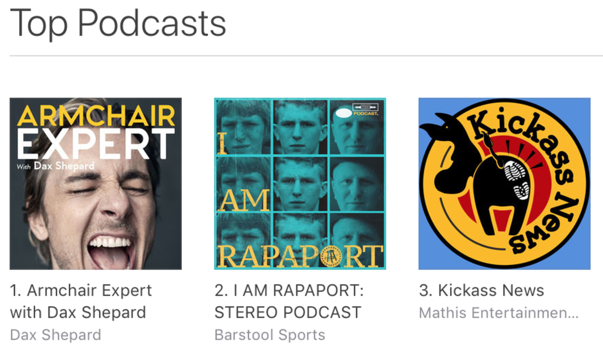 A picture of podcasts on iTunes.