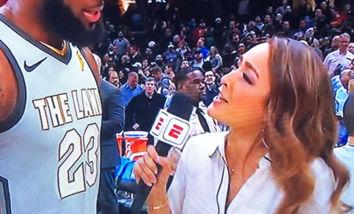 Cassidy Hubbarth interviewing LeBron James.