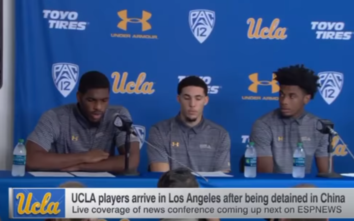 Cody Riley, Jalen Hill, LiAngelo Ball give press conference after China arrests.