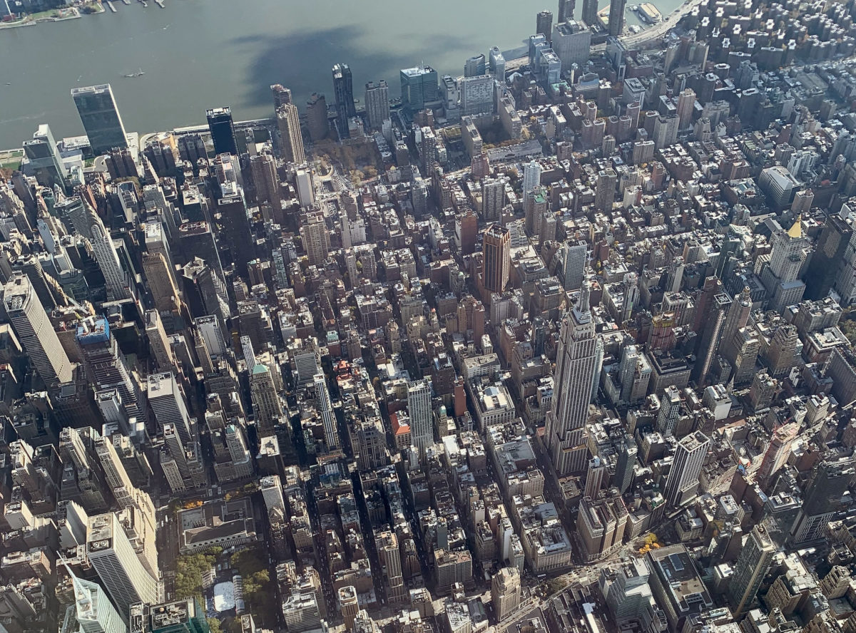 an aerial view of new york city