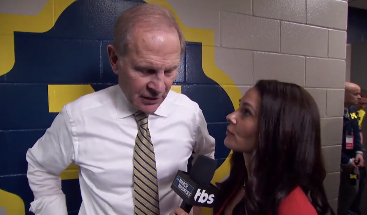 John Beilein gives a post-game interview to TBS after losing national title game.