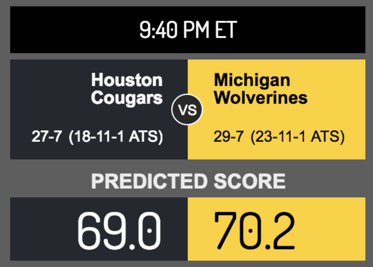 Score prediction for Houston vs. Michigan.