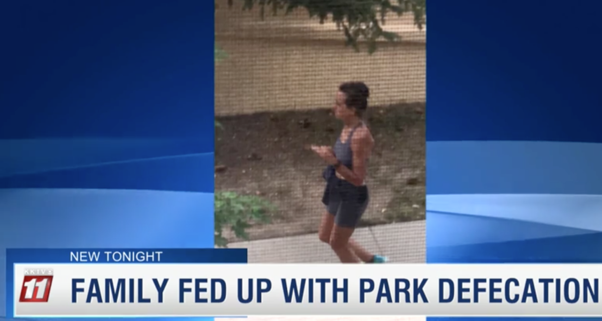 Female runner who allegedly poops in yards.