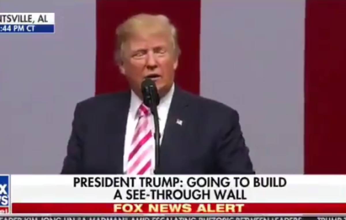 Donald Trump gives a speech in Alabama.