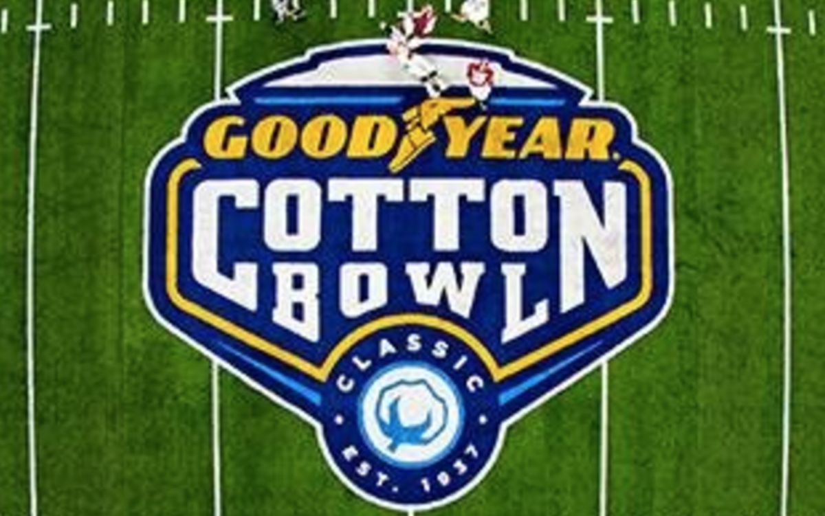 The centerfield logo for the Good Year Cotton Bowl.