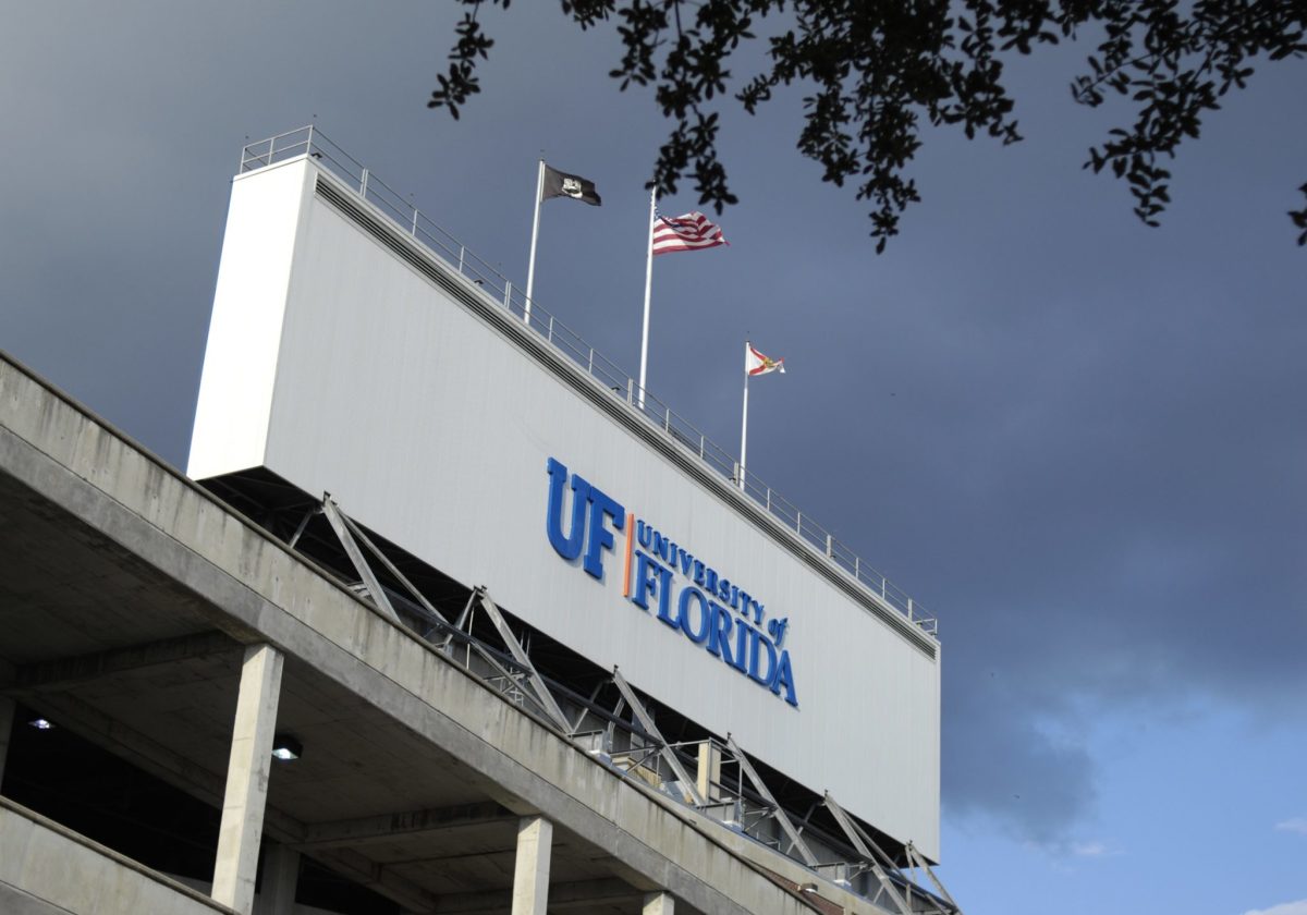 An exterior view of the Florida Gators football stadium