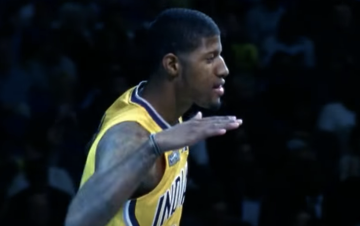 paul george warms up for the indiana pacers