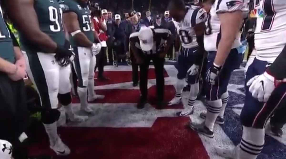 The coin toss at the Super Bowl.