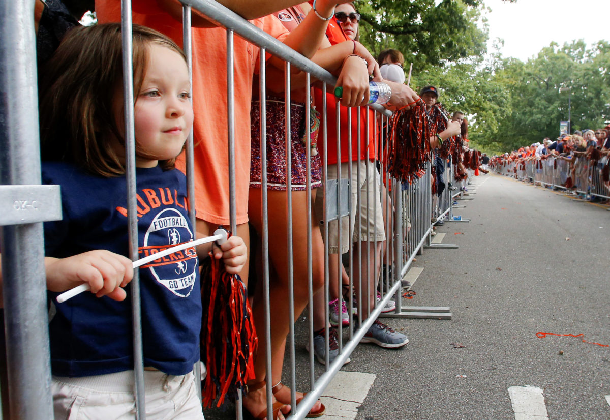 Auburn fans line up for the walk ahead of the Texas A&M game.
