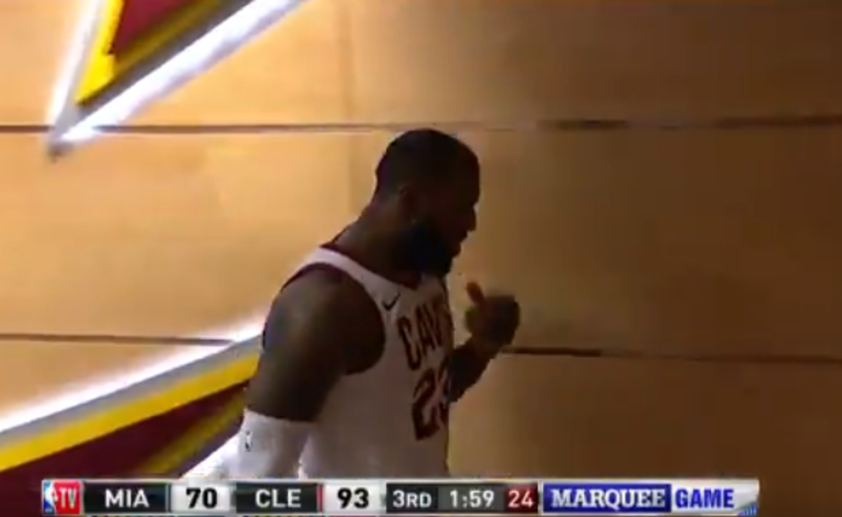LeBron James leaves game after being ejected for the first time.