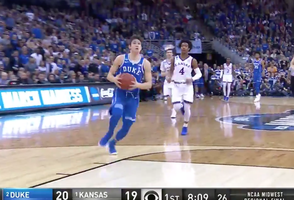 Grayson Allen appeared to get away with a travel on this dunk.