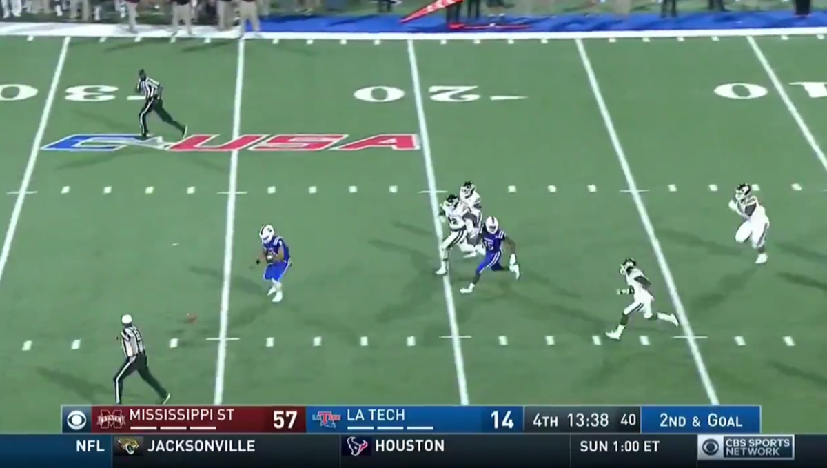 Louisiana Tech almost loses 90 yards on a play.