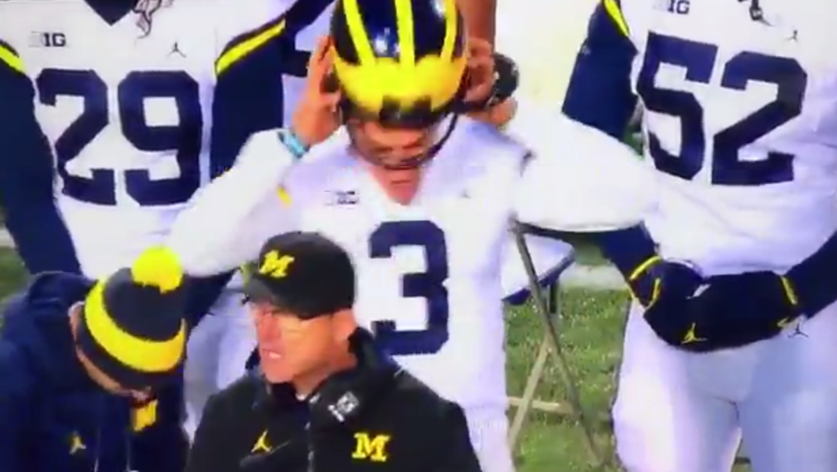 Jim Harbaugh is not happy on the Michigan sideline.