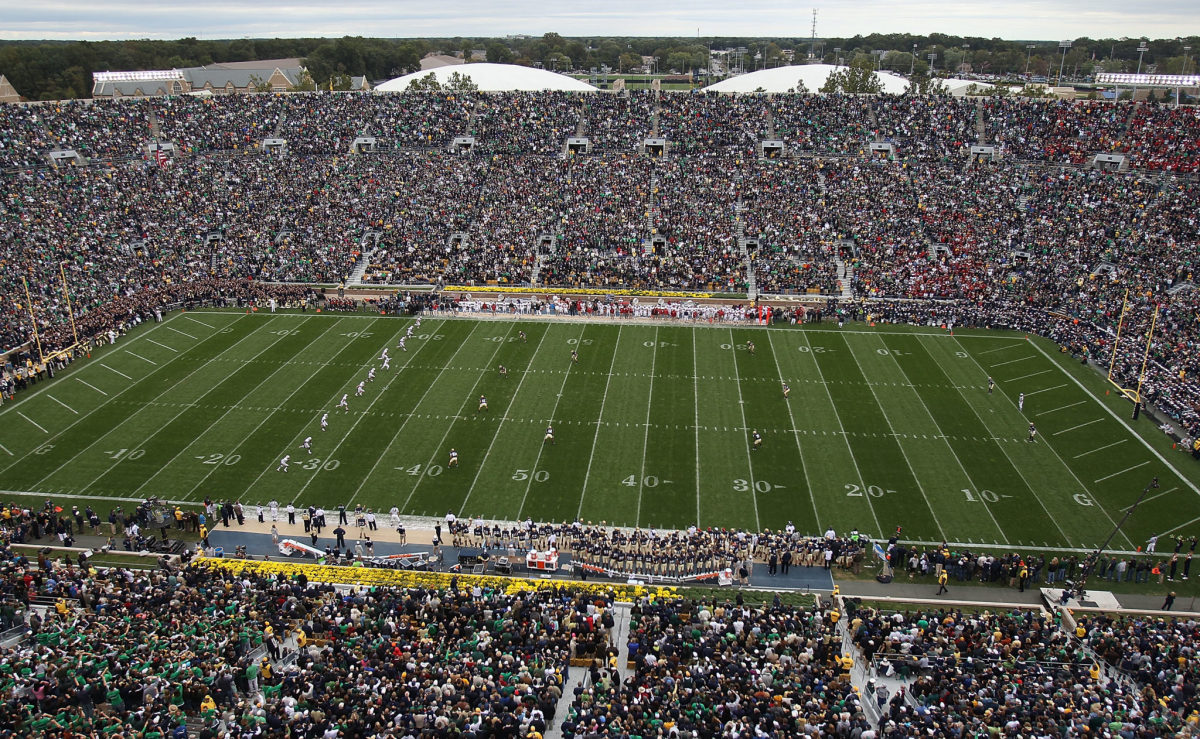 A general view of Notre Dame's football field.