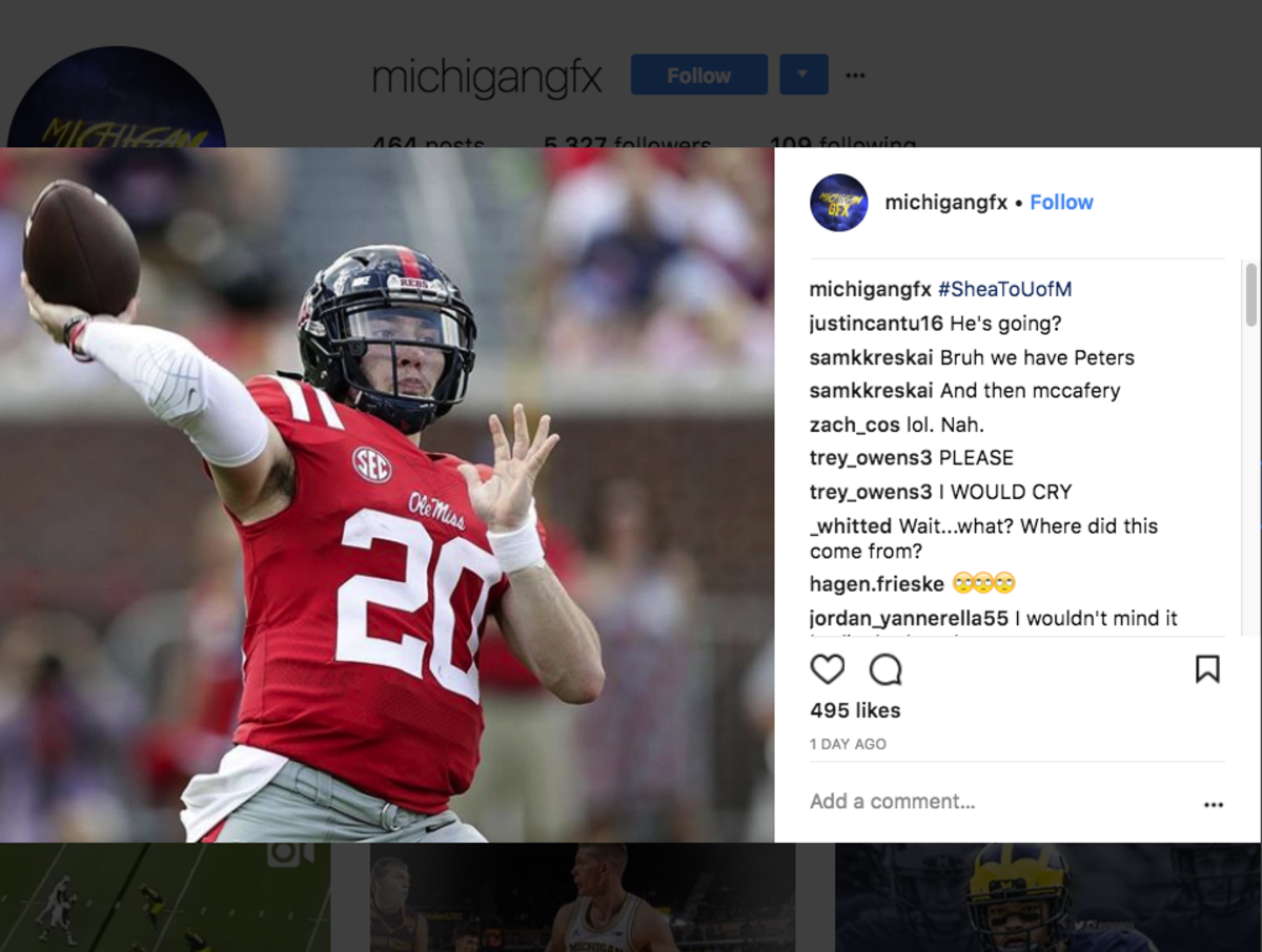 Shea Patterson hints at Michigan transfer on Instagram.