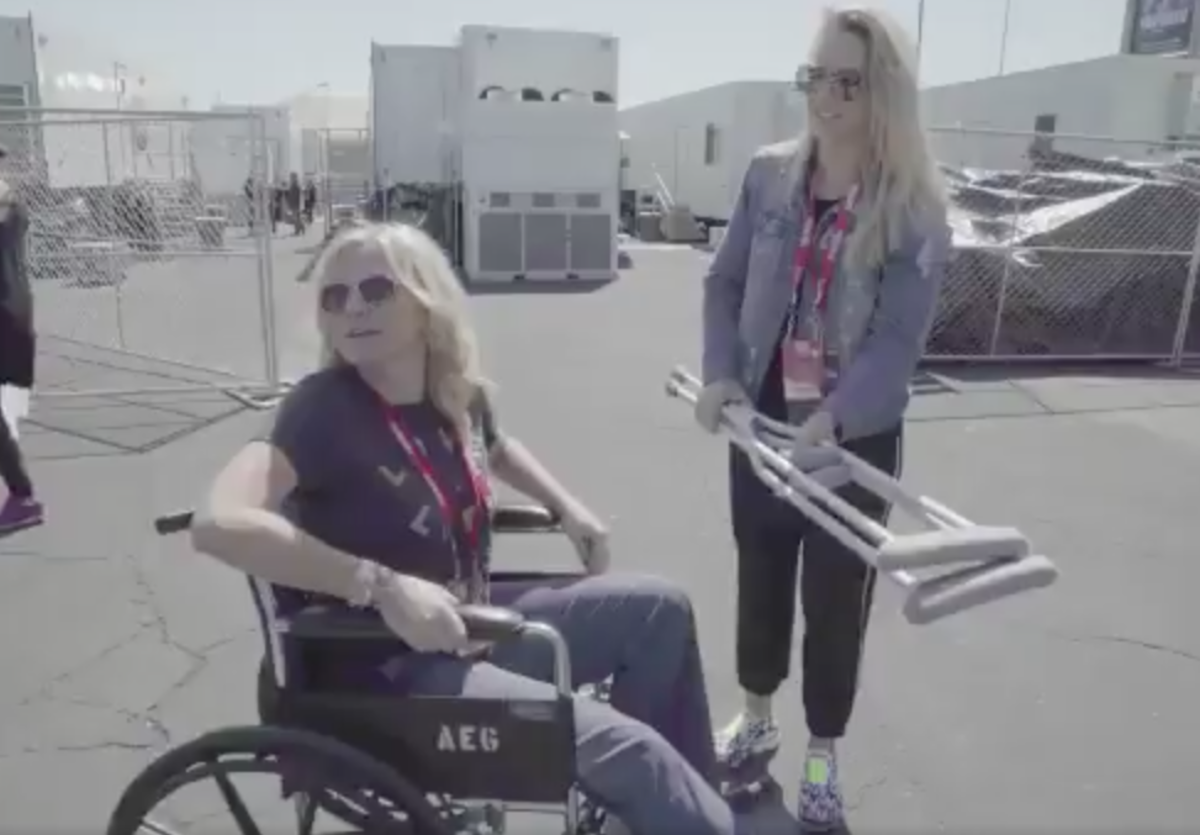 Michelle Beadle in a wheelchair.