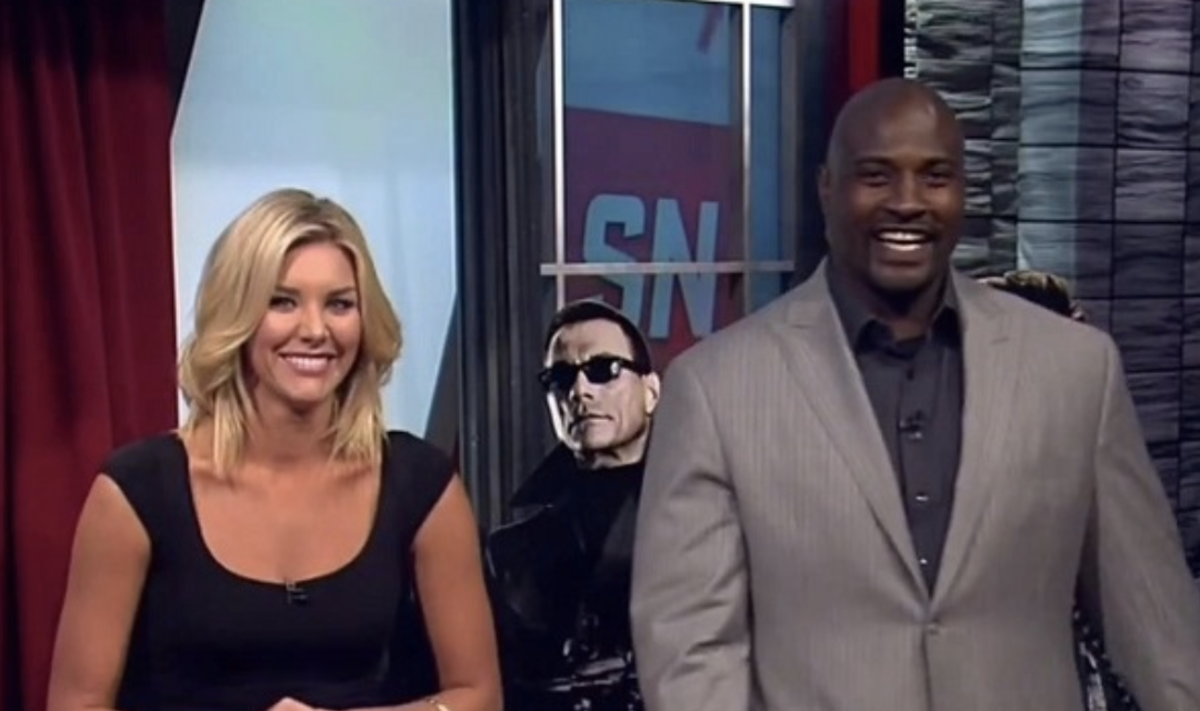 Marcellus wiley and charissa thompson on the set of SportsNation.