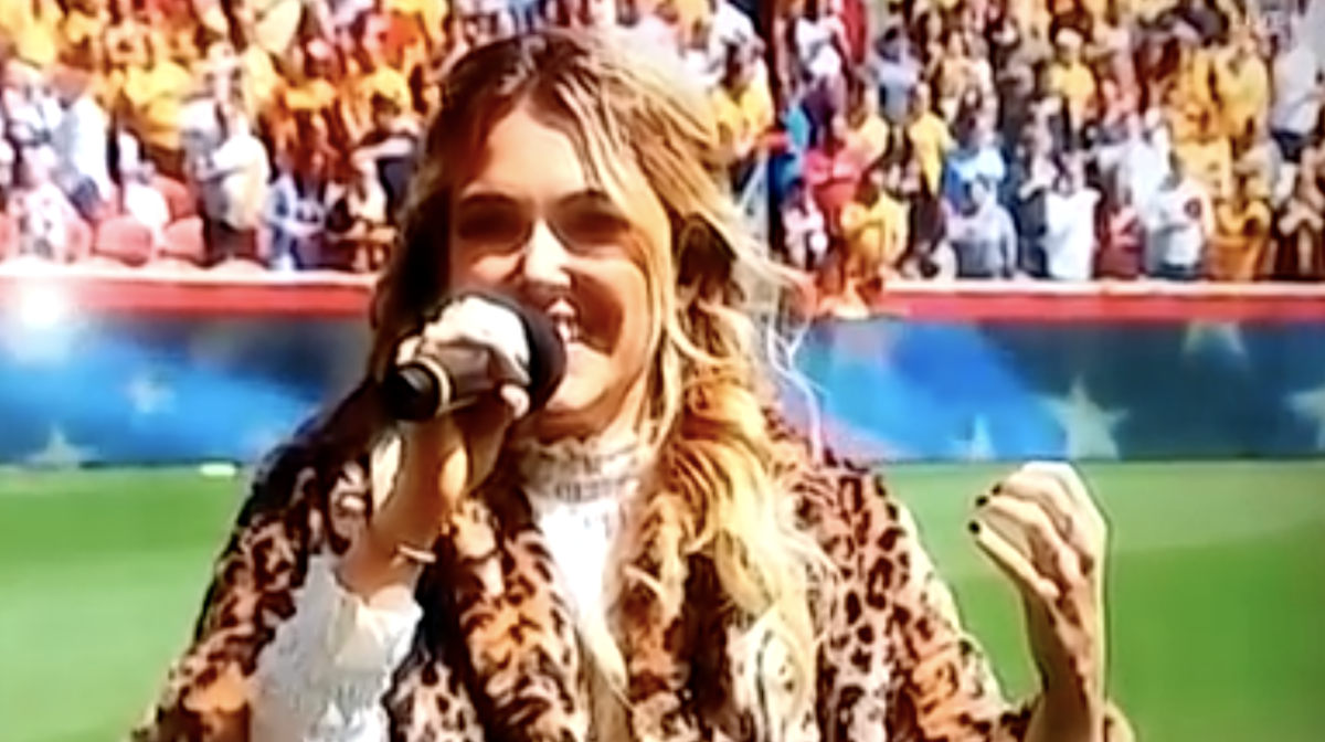 Rachel Platten sings national anthem.