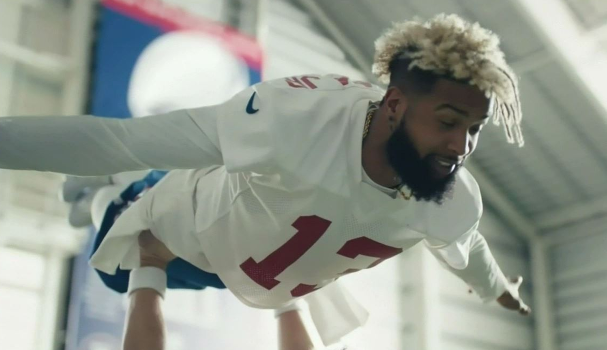 Odell Beckham dancing in a commercial.