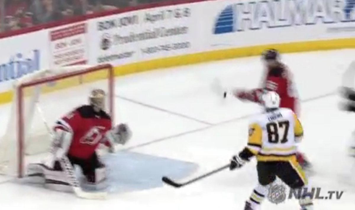 Sidney Crosby scored an insane game-winning goal against New Jersey.
