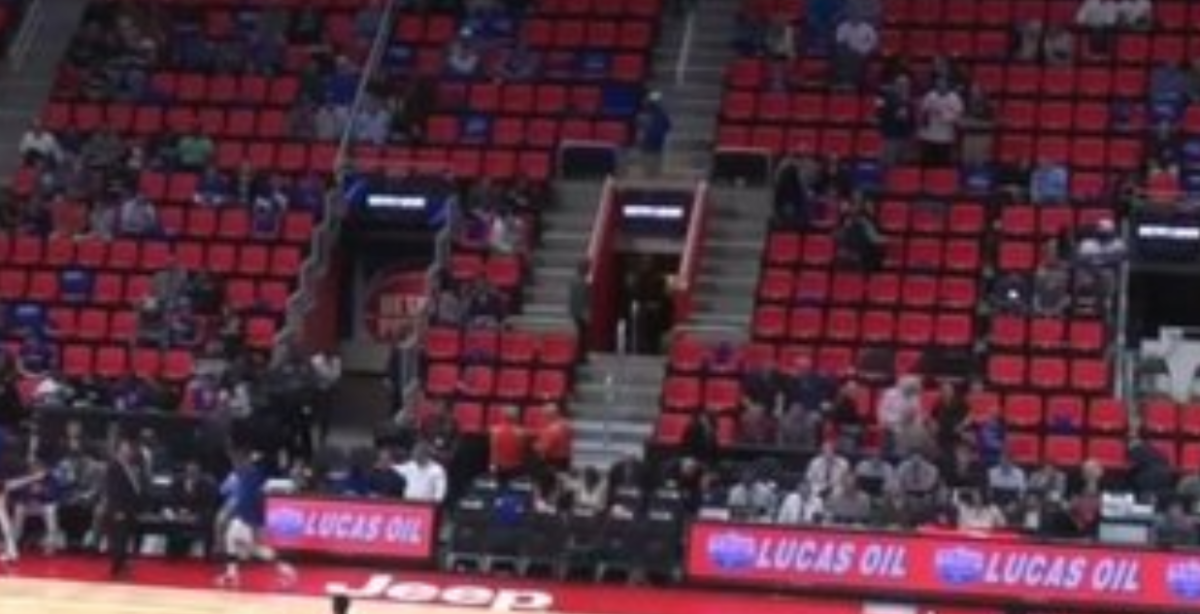Pistons crowd on opening night isn't great.