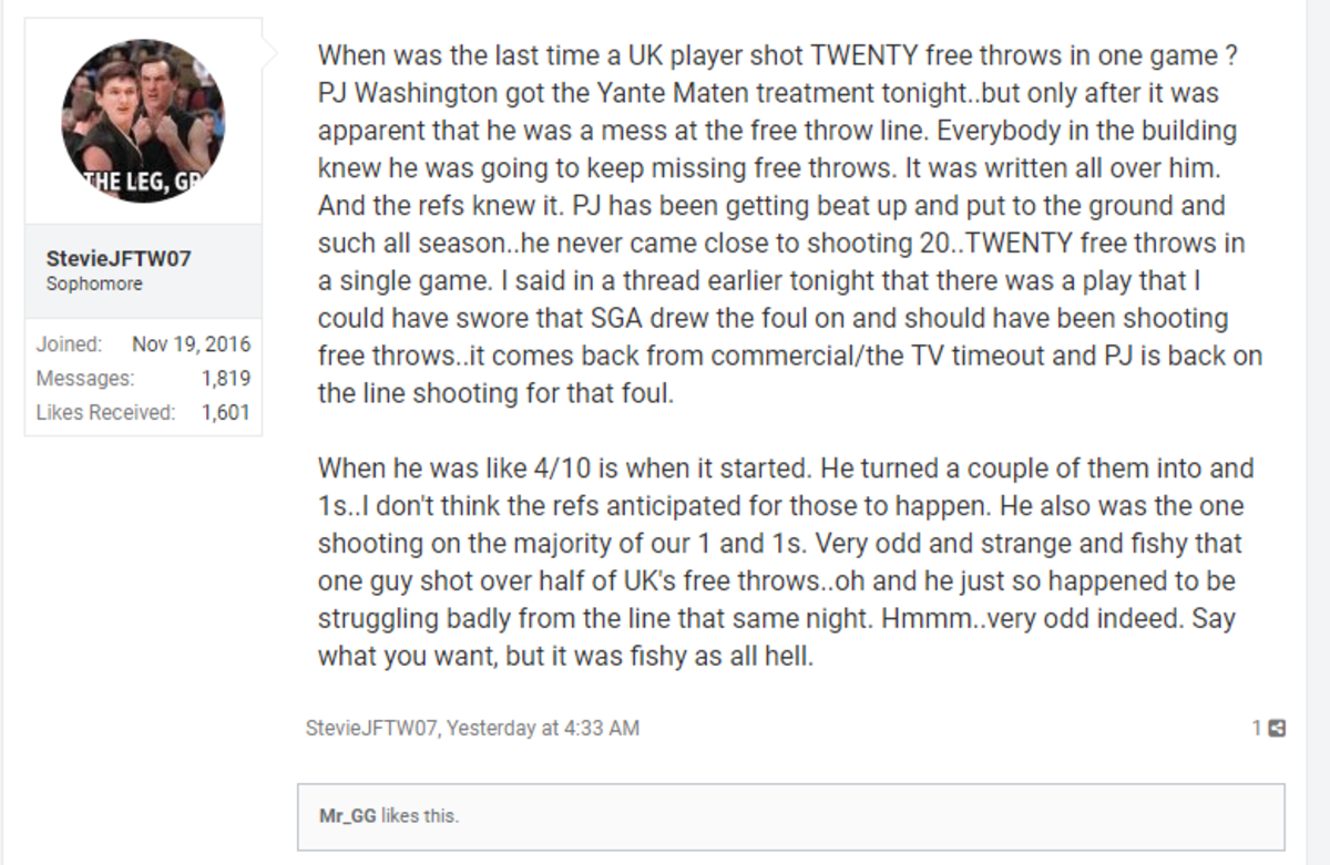 A Kentucky fan had a conspiracy theory about the loss to Kansas State.