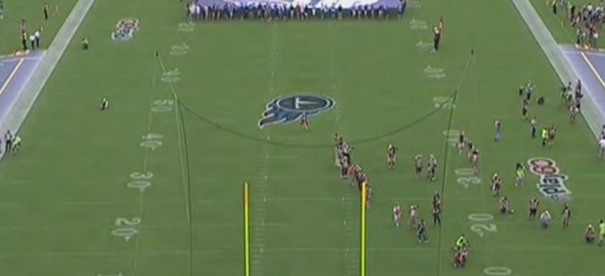 Tennessee Titans' field during national anthem.