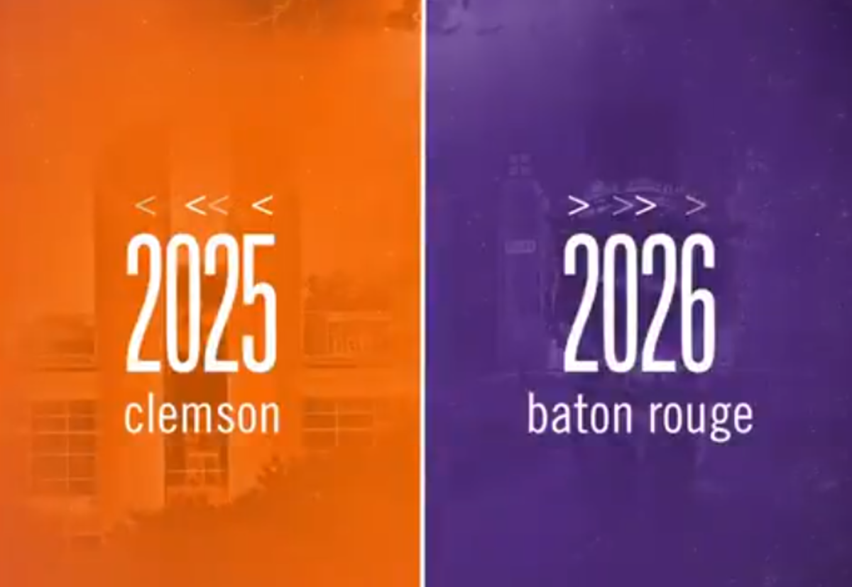 Graphic announcing the upcoming Clemson vs. LSU series.