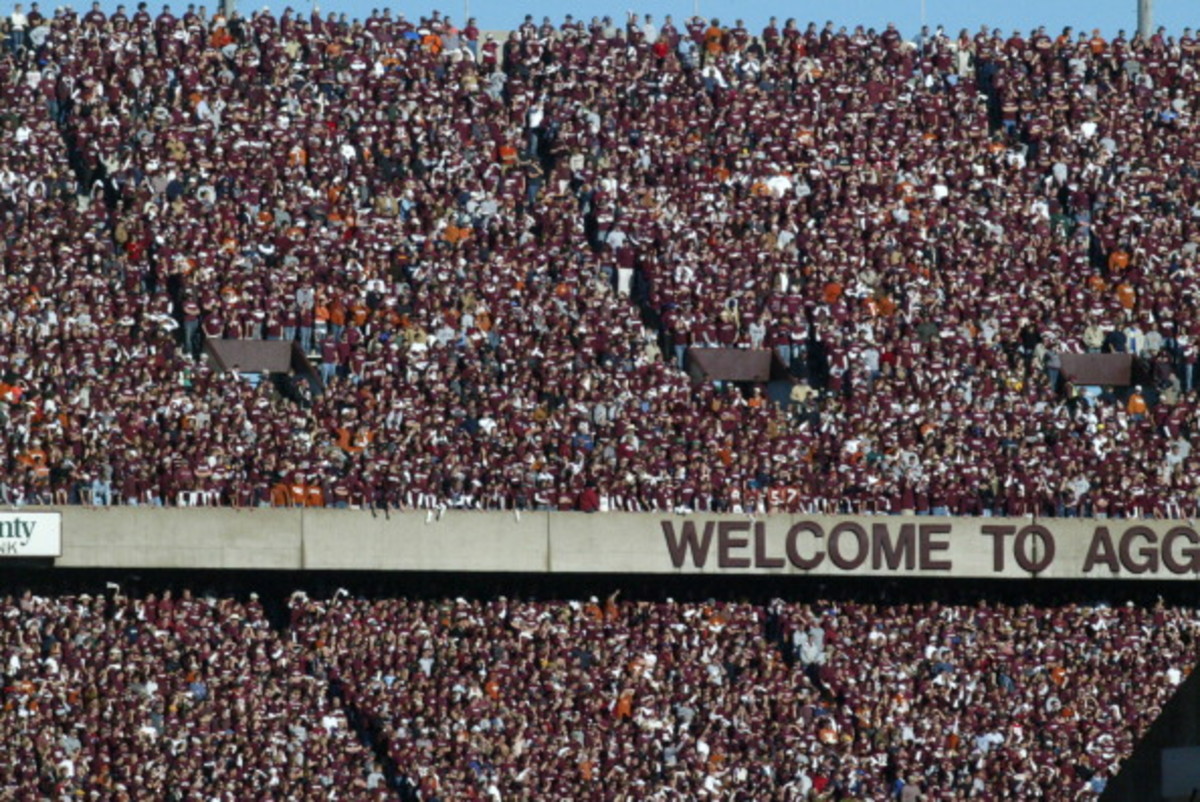 A general view of Texas A&M fans during a home football game.