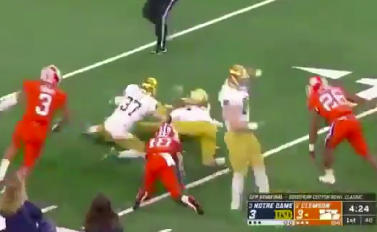 The controversial Clemson fumble against Notre Dame.