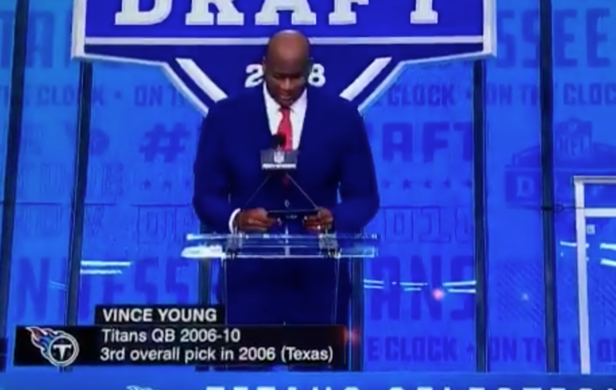 Vince Young butchers Harold Landry's name at the NFL Draft.