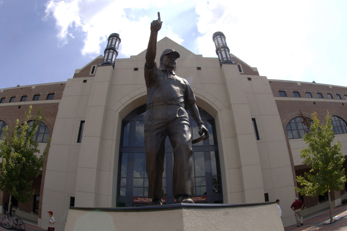 A state of Bobby Bowden outside of Florida State's stadium.
