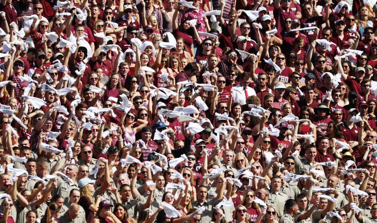 A general view of Texas A&M fans at a game.