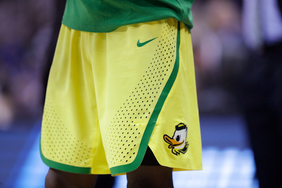 Oregon's players wearing cool new shorts.