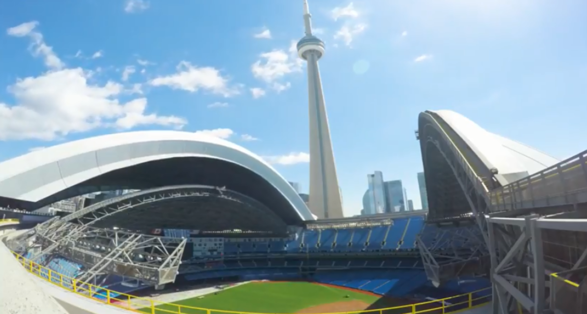 Rogers Centre with its roof open.