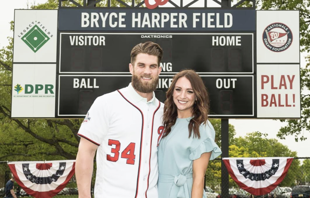 bryce harper and his wife at bryce harper field