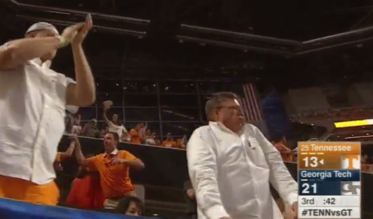 Tennessee fan does a shimmy.