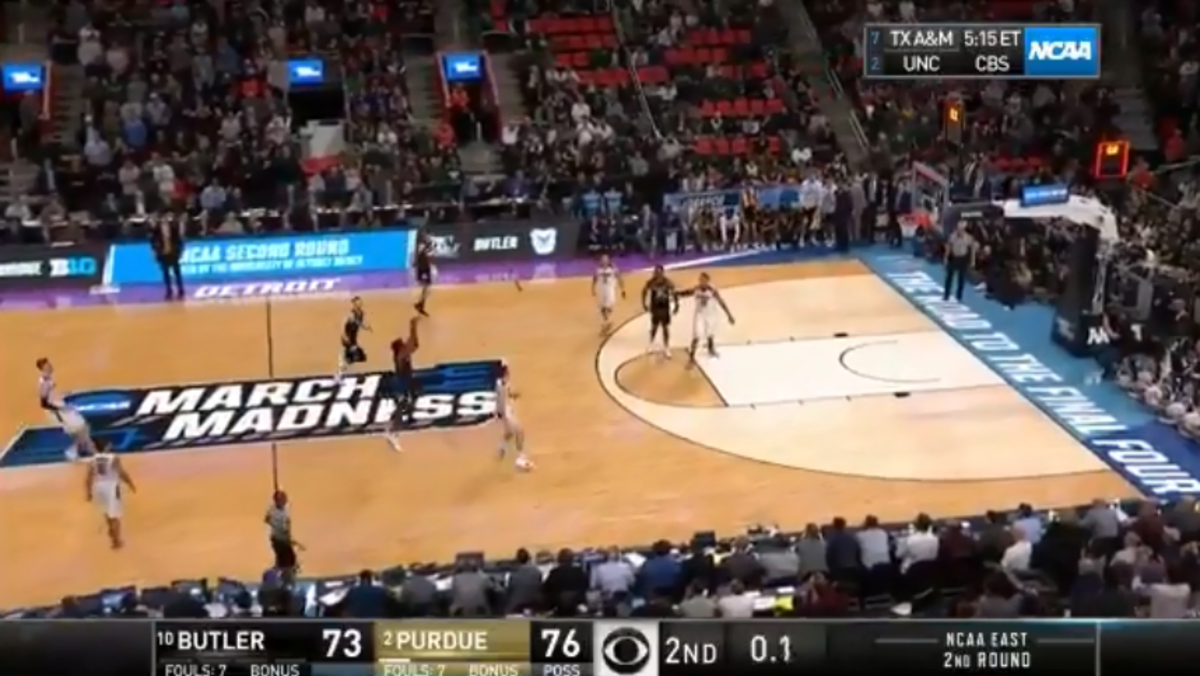 Butler's final three-pointer against Purdue was off the mark.