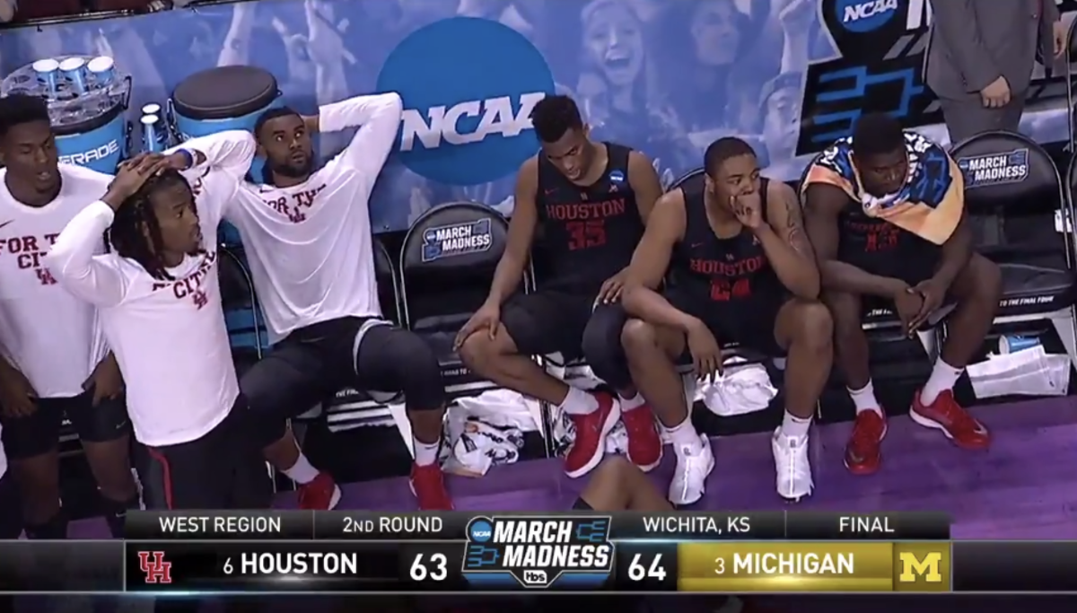 Houston's bench following the loss to Michigan.