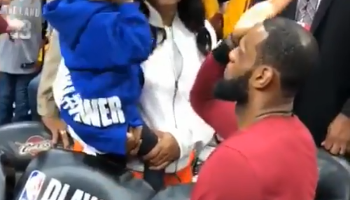 LeBron James saying hi to his daughter.