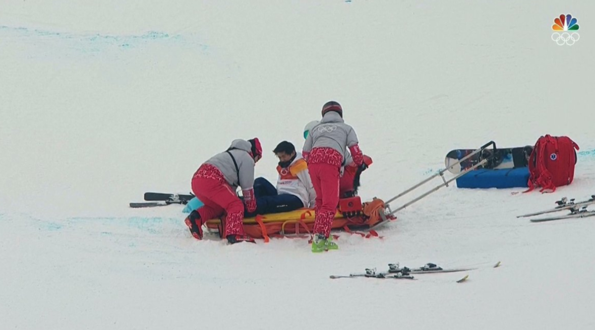 Japanese snowboarder Yuto Totsuka after crashing.