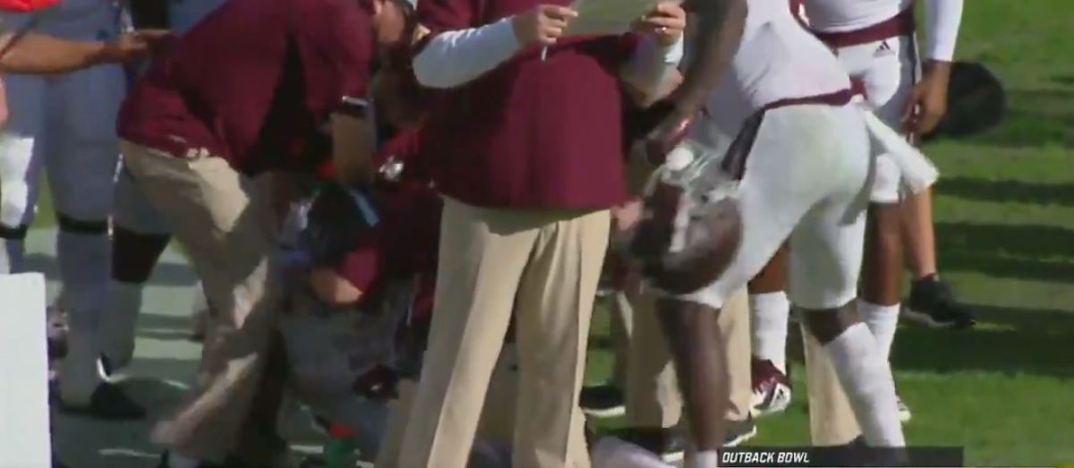 Video College Football Player Collapses On Sideline During Bowl The