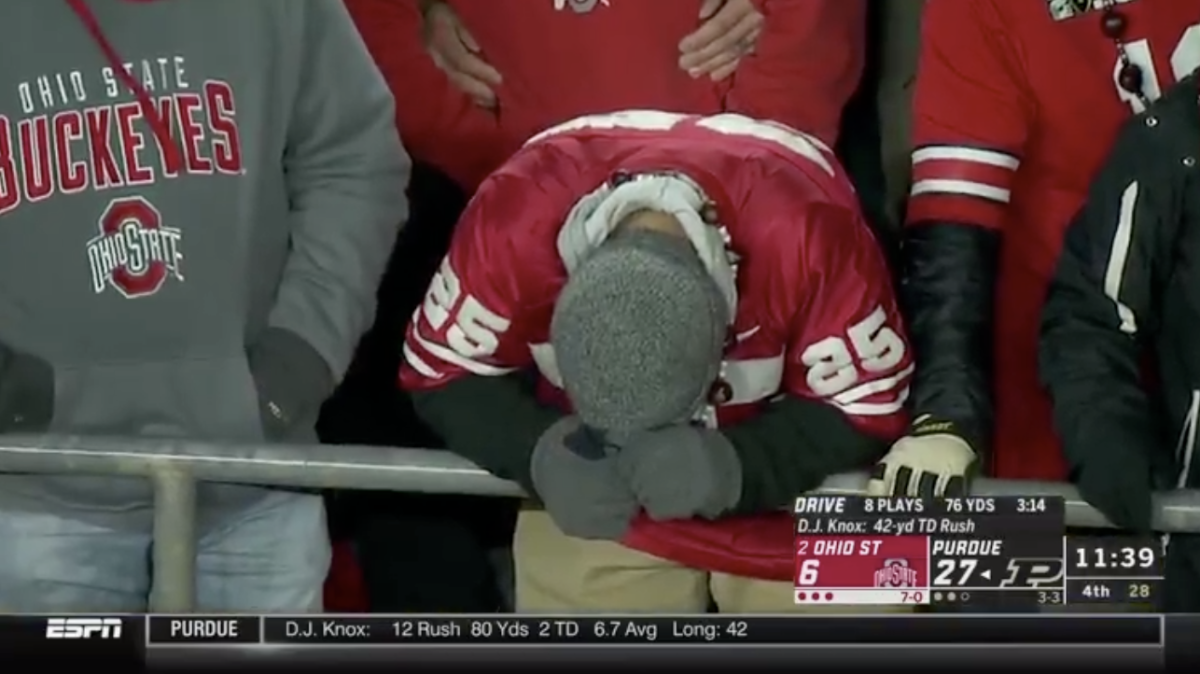 this ohio state fan is going viral in the stands at purdue